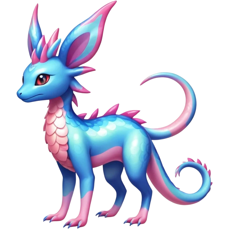 Colorful Shiny Exotic Amaura-Salandit-Aurorus-Sylveon-Fakémon-hybrid-creature (full body)  emoji