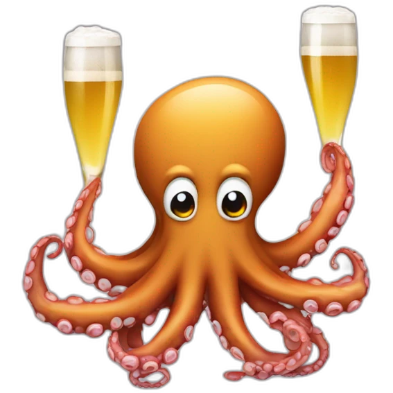 Pulpo bebiendo cerveza  emoji