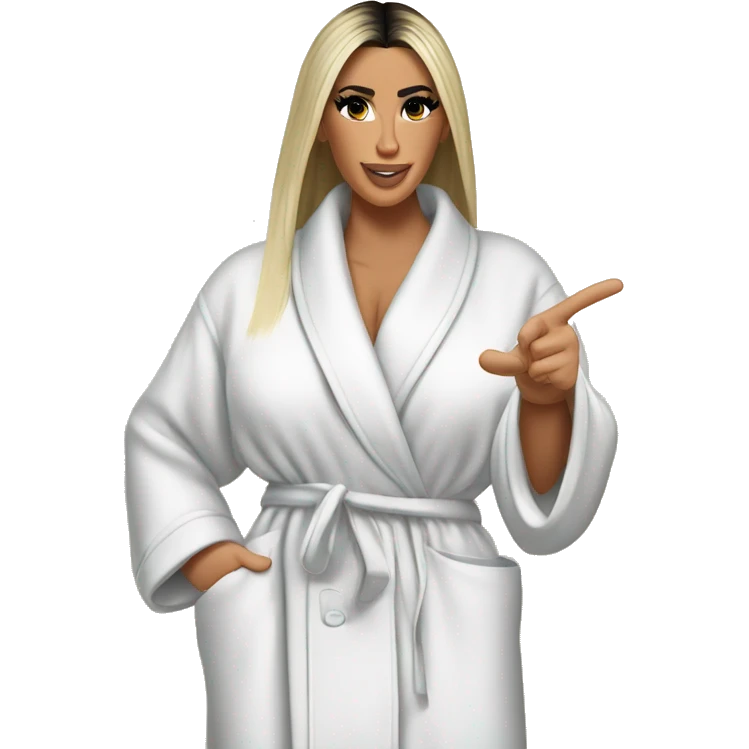 Kim kardashian perfect bathrobe behind pointing finger forward emoji