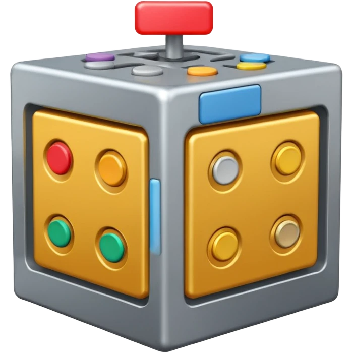 very big metal cube with standing monitors on top and many buttons emoji