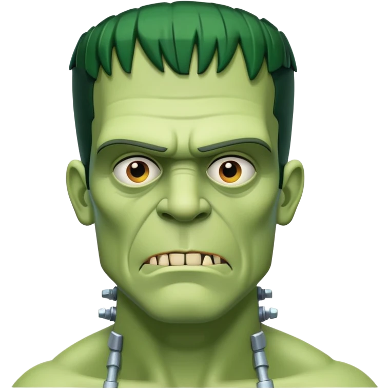 Frankenstein's Monster with classic green skin, bolts in neck, flat head emoji