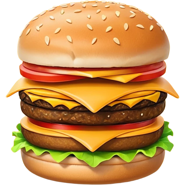 A clean and simple icon of fast food in emoji-style illustration. A burger with fries, nuggets and shawarma, bright and bold colors, simple shapes, flat design, high contrast, inviting and appetizing. emoji