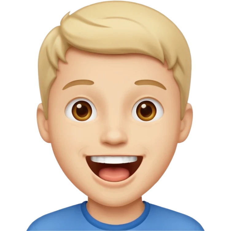 cheek swab for happy young man with open mouth emoji