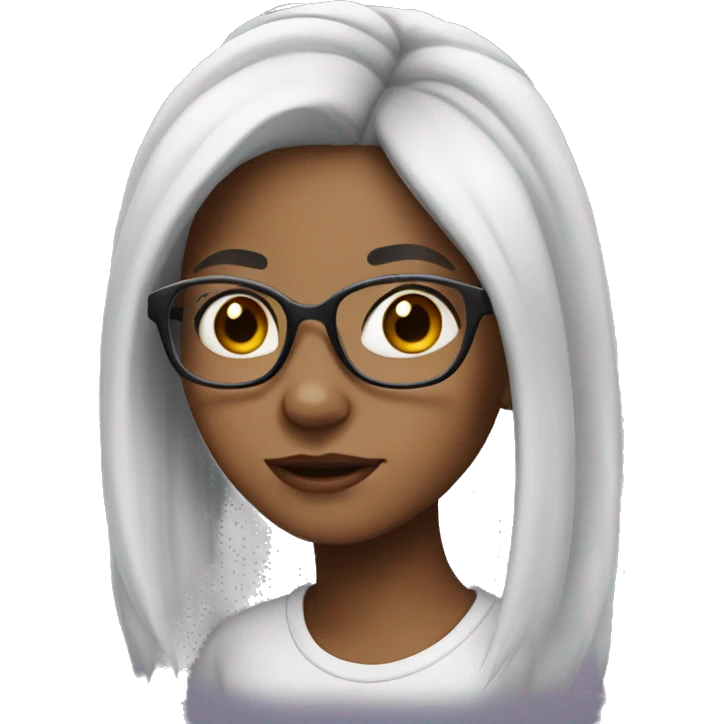 girl with piercing, white hair and glasses emoji