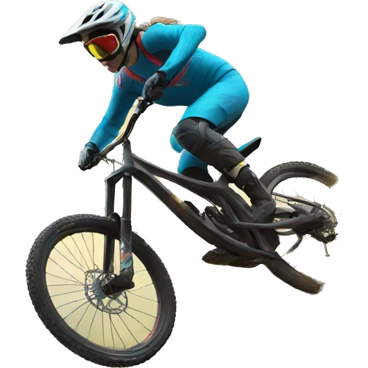downhill mountainbike with rider on a downhill slope jumping emoji