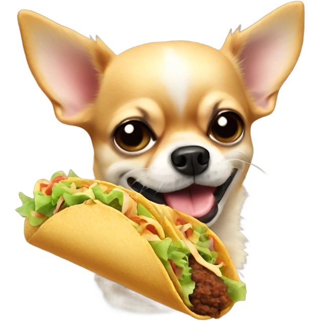 fluffy Chihuahua eating taco emoji