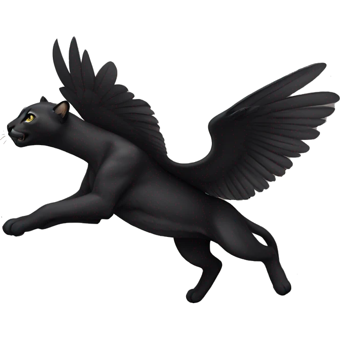 winged black puma flying emoji