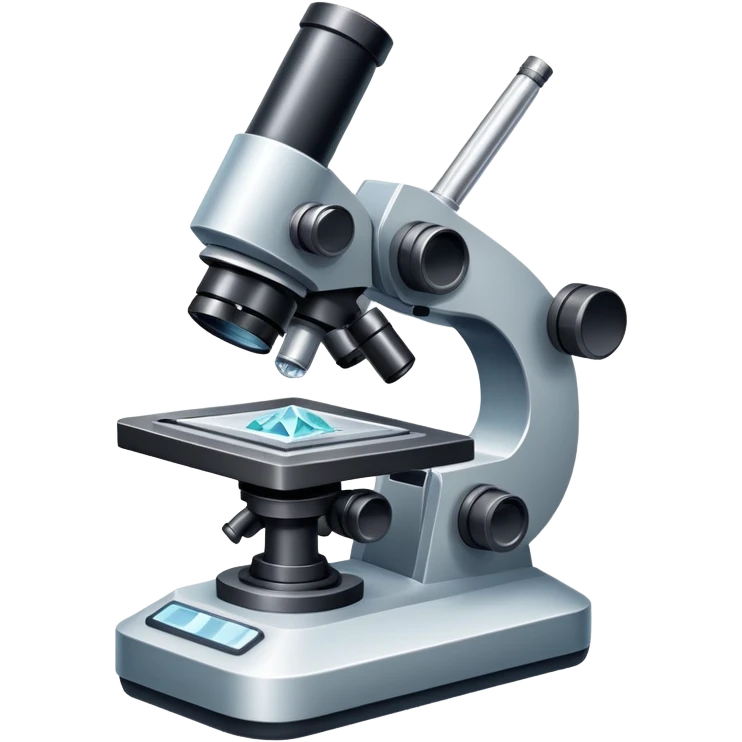 An icon featuring an electronic microscope, a metal alloy, and a crystal structure, symbolizing materials science. The design includes different materials like metals, ceramics, and polymers, alongside a stamp representing testing and quality control. Transparent background emoji