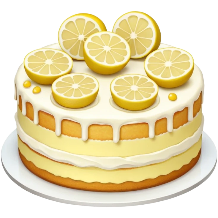 A lemon cake with a white cream filling and decorated with two or three lemon slices on top. emoji