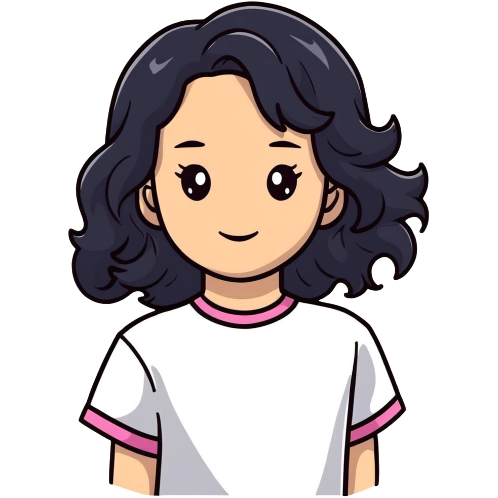 light skinned girl with dark wavy hair emoji