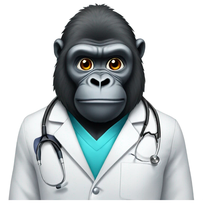 gorilla wearing a lab coat with a stethoscope  emoji