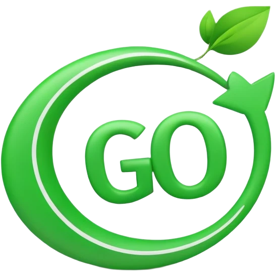 green GO text with motion lines emoji