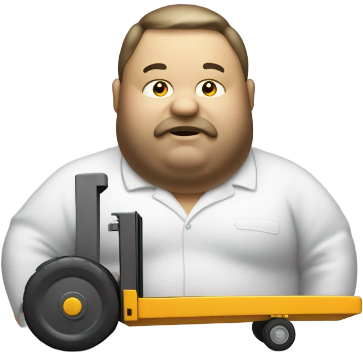 Fat man at best bargains working on the fork truck  emoji