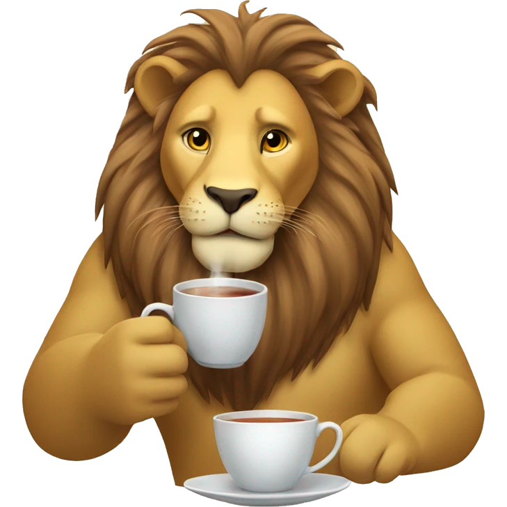 Lion drinking tea emoji