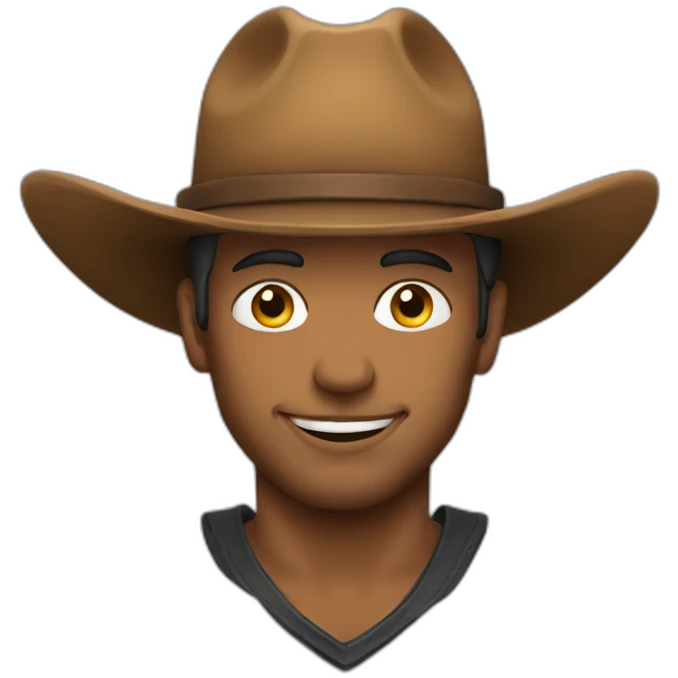 close up of a cowboy wearing two hats emoji