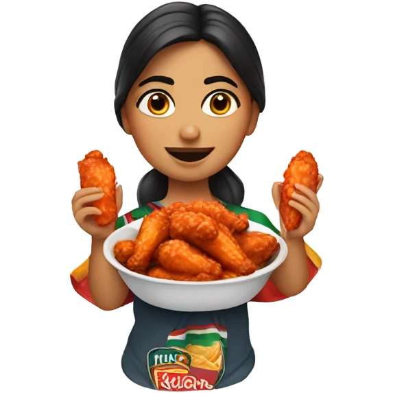 Mexican girl eating hot winga emoji