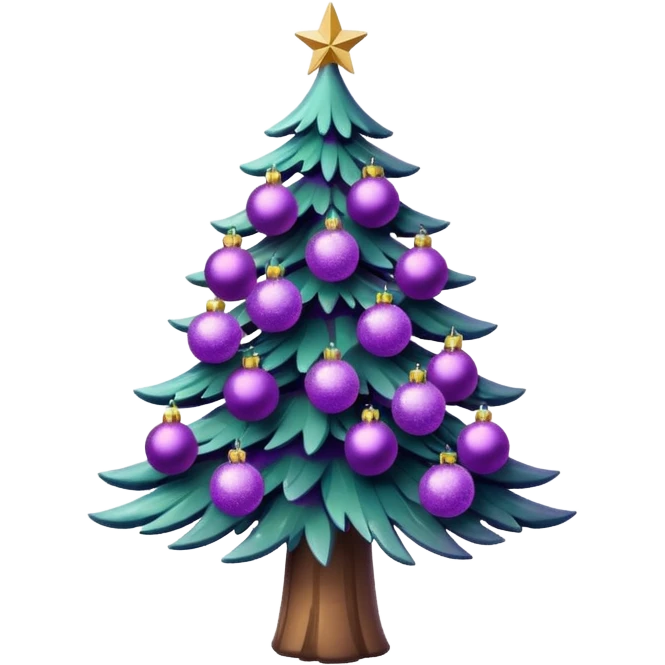 pine with purplke christmas decorations emoji