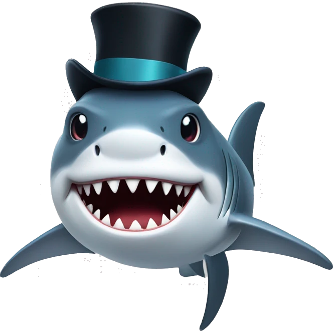 Shark with a top hat emoji