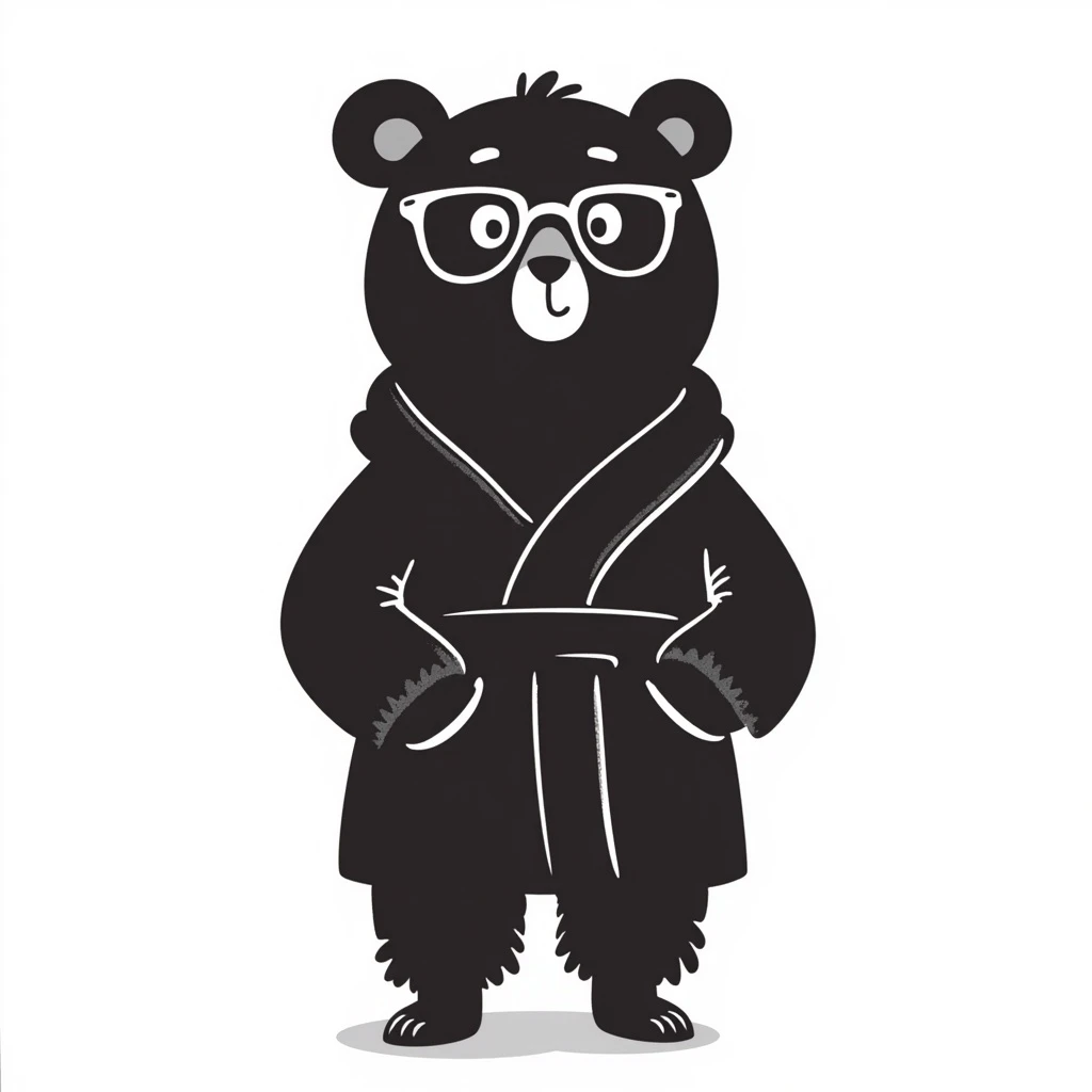 A bear wearing glasses and a bathrobe emoji