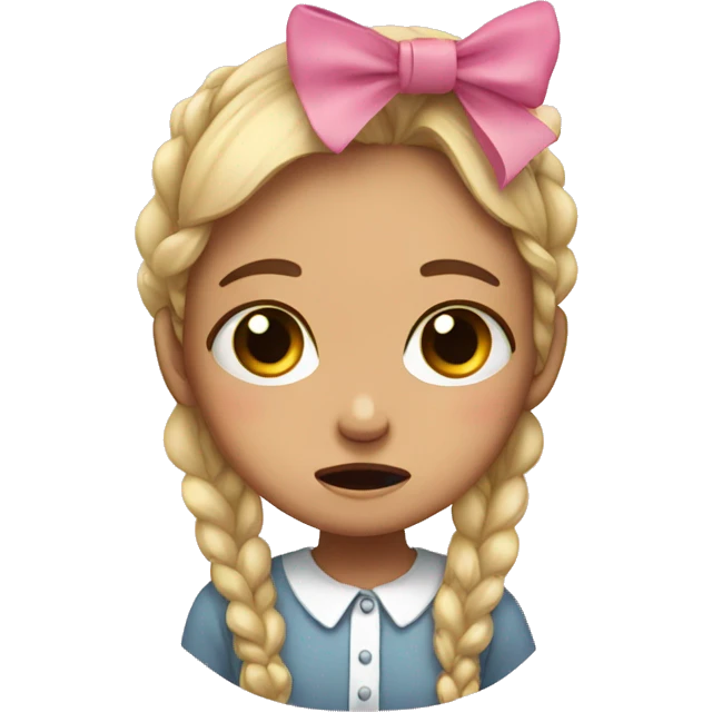 crying girl with pink bow  emoji