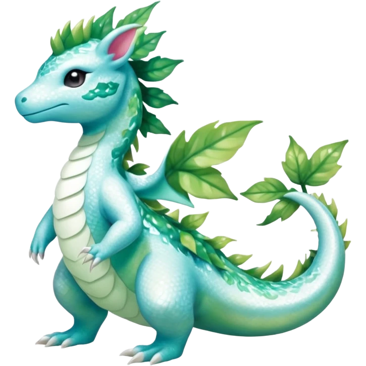 Shiny Sparkly beautiful gorgeous ethereal Scaley Exotic Shaymin-Salandit-Aurorus-Dragonair-Fakémon-hybrid-creature (full body) emoji