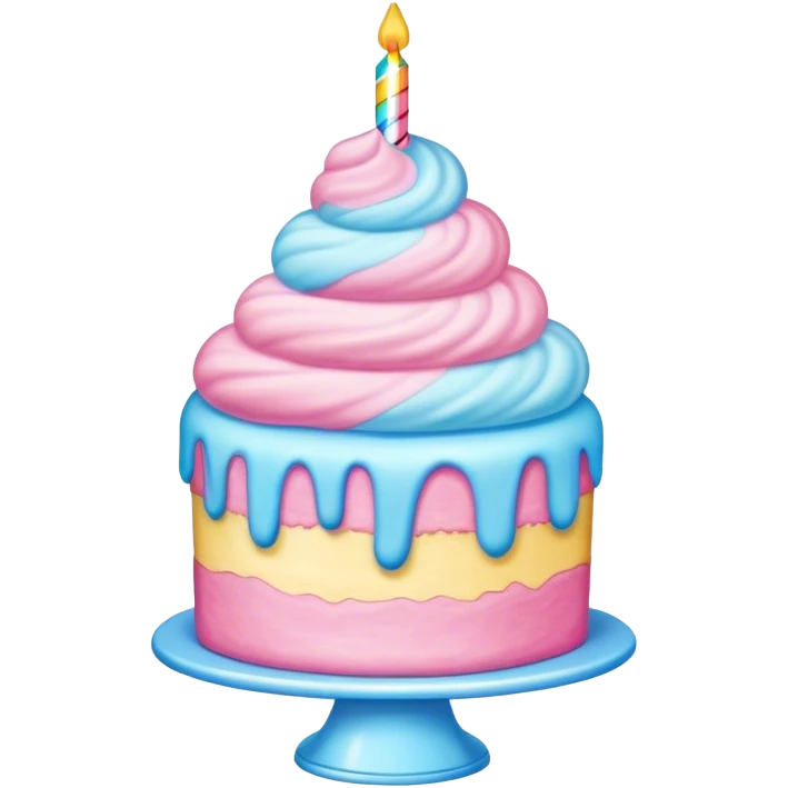 Realistic cotton candy birthday cake emoji