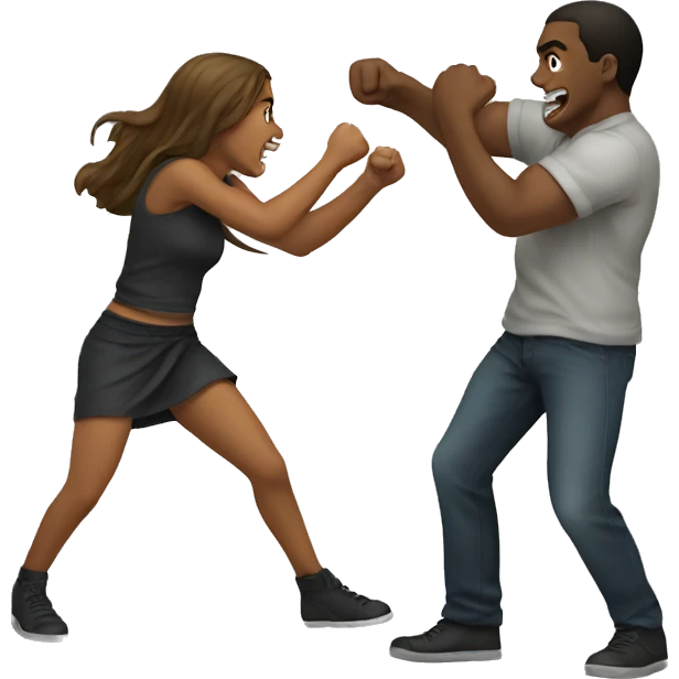 girl fighting guy emoji
