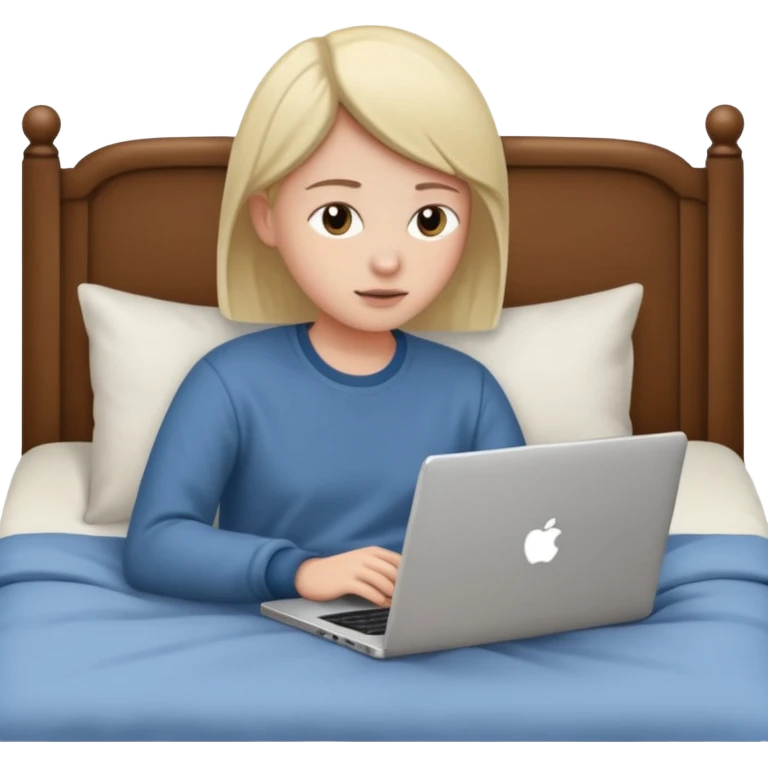 laptop working in bed emoji