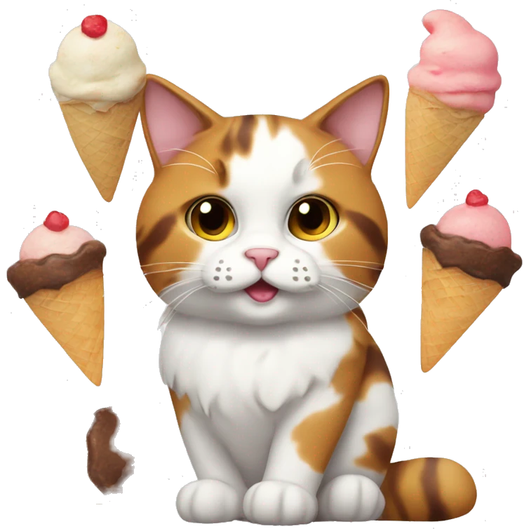 calico cat with icecream  emoji