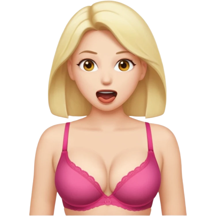 Open mouth with cleavage and bra emoji