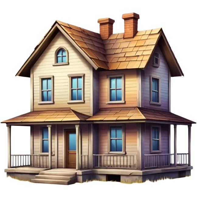 a house transforming into a derelict house, gradient effect emoji