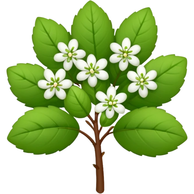 A small bush with round leaves and tiny budding flowers.









































 emoji