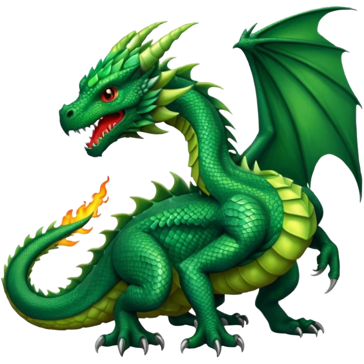 I need a character for an educational geography course in the style of a dragon that roars with fire green  emoji