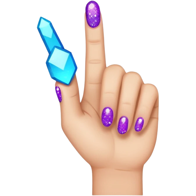 Glitter Roxo e Ciano Dedo apontando pro lado emoji