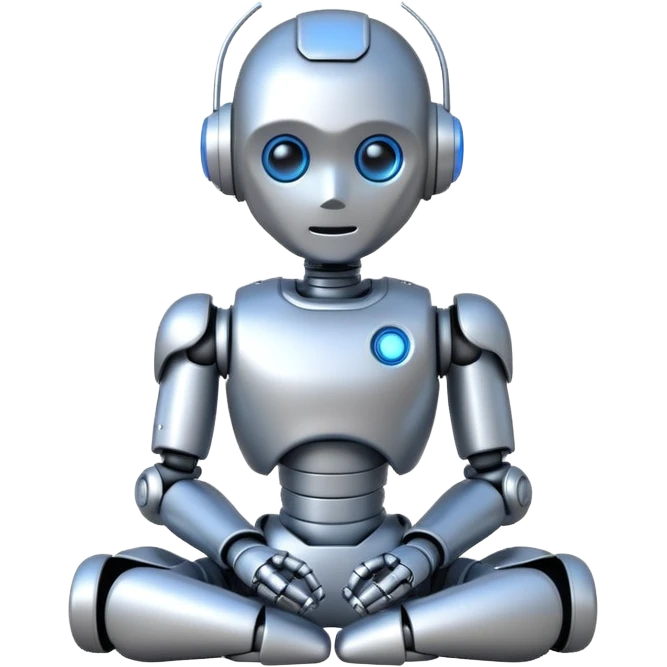 cute robot doing a thinking pose emoji