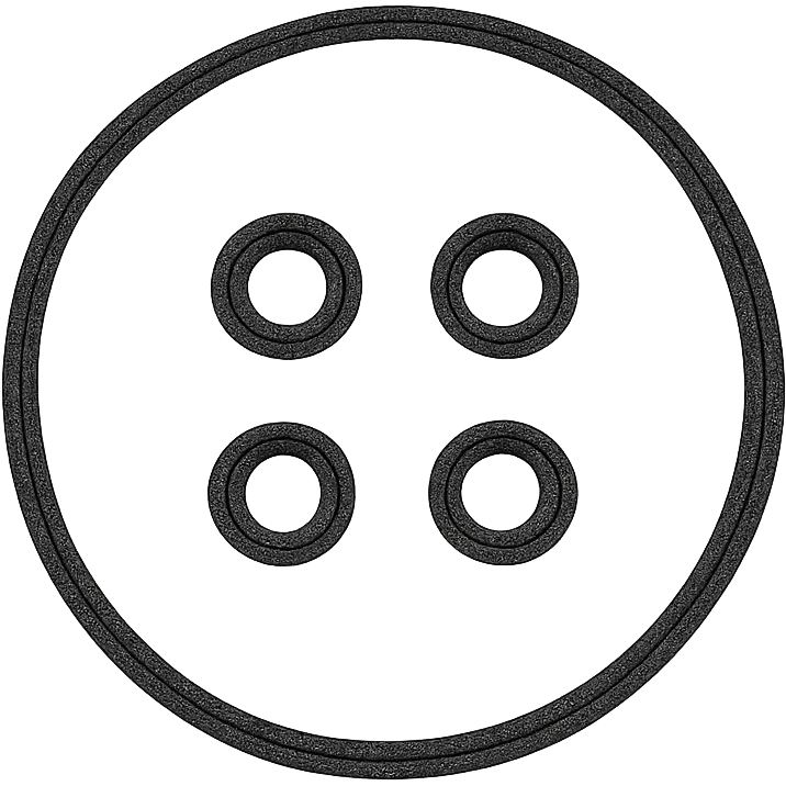 Google Material Design icon for 'Accessories' depicting a minimalist button, simple zipper, or clean spool of thread emoji