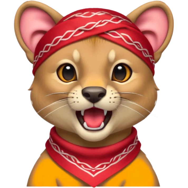 Fossa animal with a red bandana on its head screams emoji