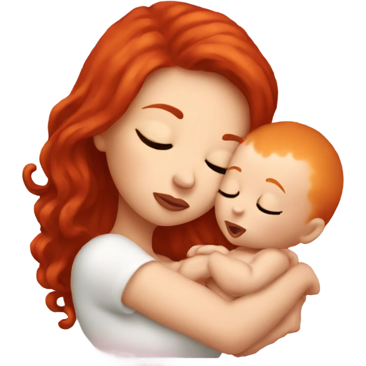 Red head kissing baby emoji