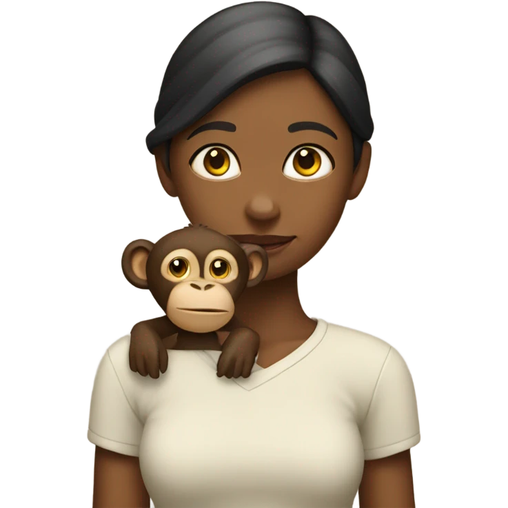 girl with monkey on her shoulder emoji