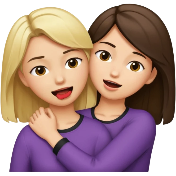 blond girl biting brunette girls neck emoji