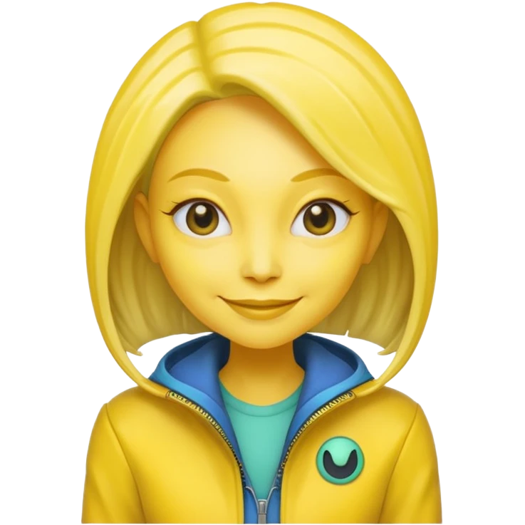 Lady Alien with yellow jacket, Half body. emoji