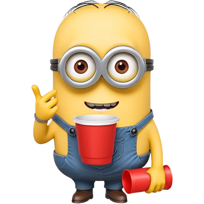 minion holding a red cup in its right hand emoji