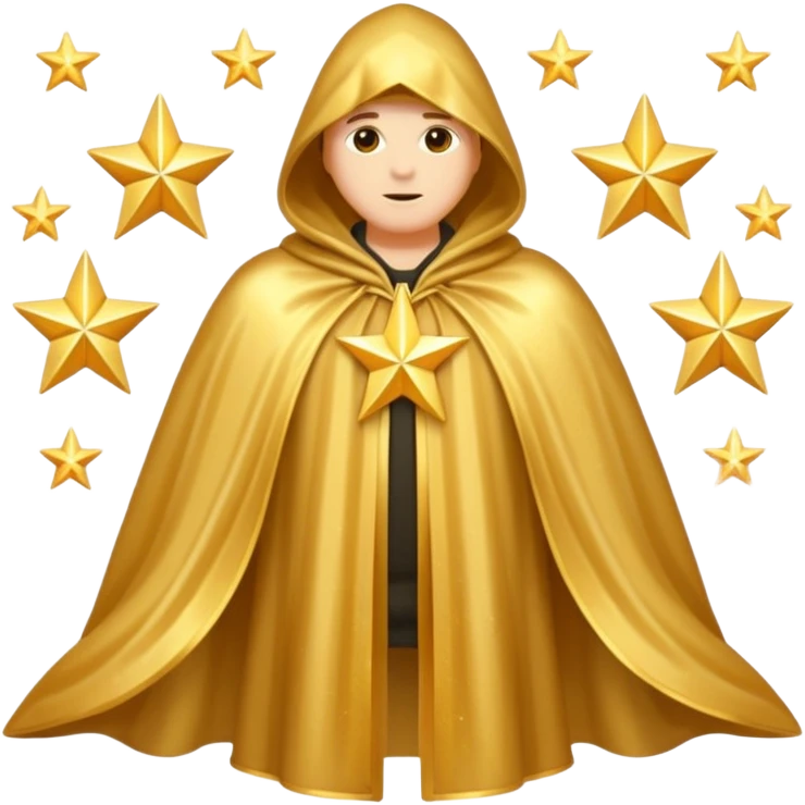a fantasy  magic, gold color with star pattern cloak emoji