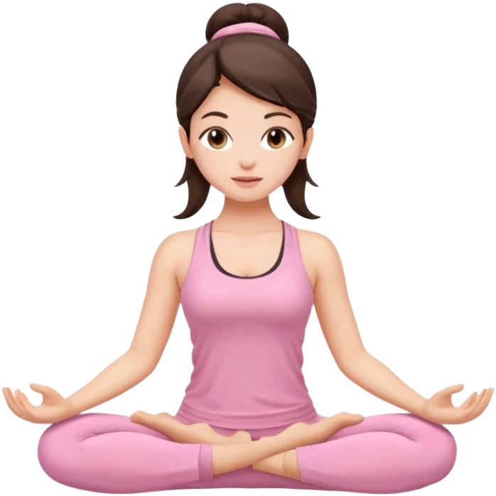 Brunette yoga girl light pink clothes n emoji
