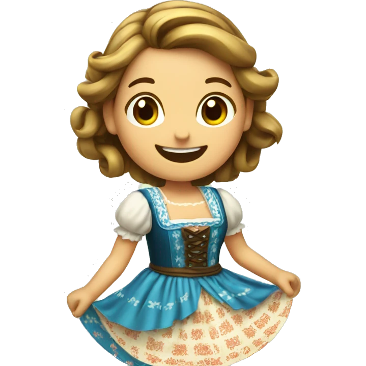 Happy girl spinning around with dirndl dress emoji