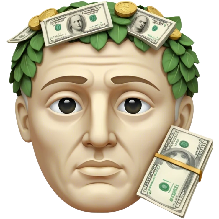roman caesar statue head with cash on eyes emoji