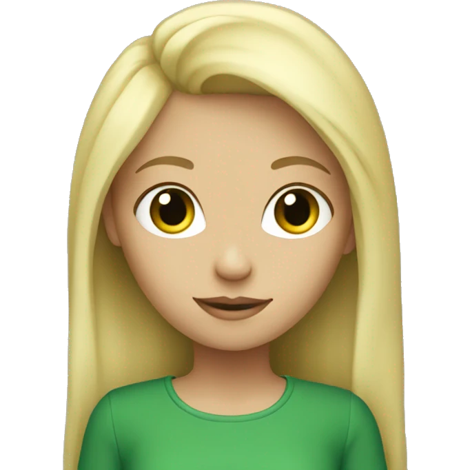 blonde girl with green  emoji