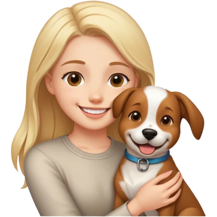 girl smiling with dog emoji