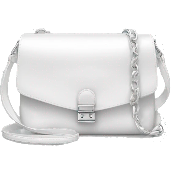 all white silky shoulder bag, with white strap emoji