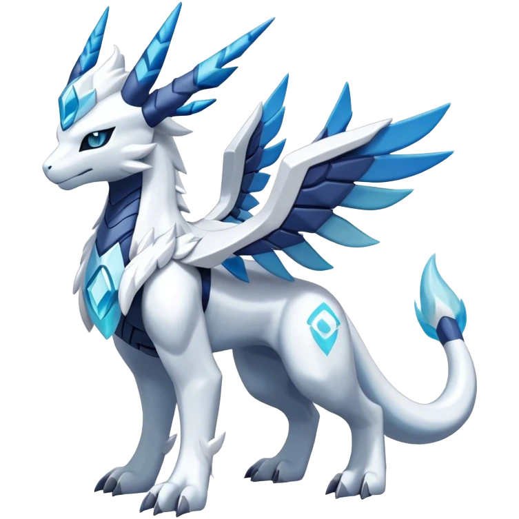 Kyurem-reshiram-Glaceon-dialga-suicune-hybrid, full body emoji
